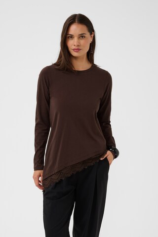 CULTURE - Camisa 'CUVena' em castanho: frente