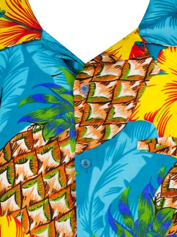 King Kameha Shirt 'Pineapple Hibiscus'‌‌‌‌‌ in Blau