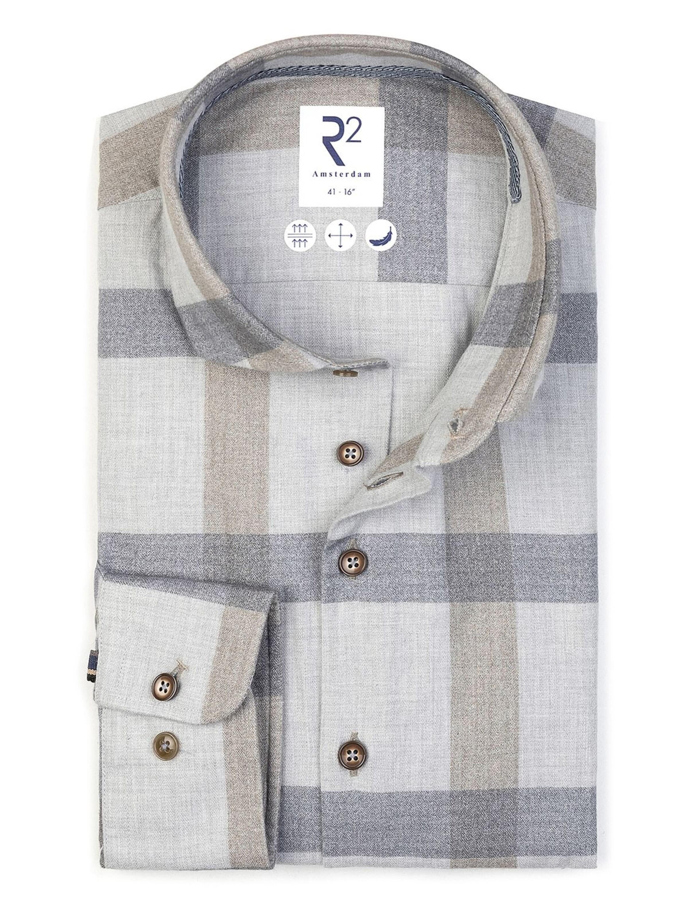 R2 Amsterdam Regular fit Button Up Shirt in Grey: front