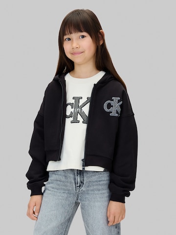 Calvin Klein Jeans - Sudadera con cremallera en negro: frente