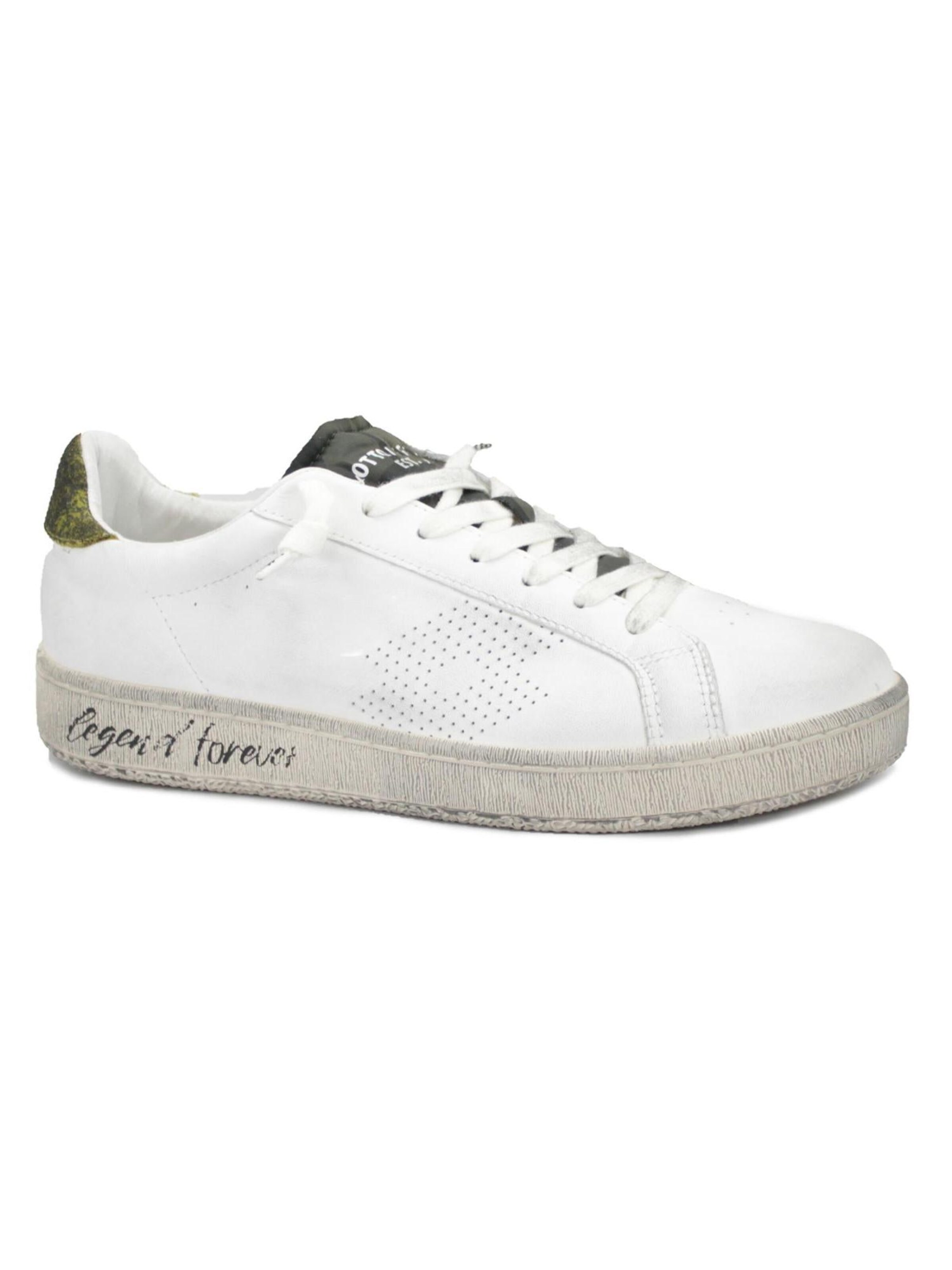 Sneaker bassa 'LOTTO LEGGENDA 223619 autograph white camouflage yellow bianco uomo sneakers lacci pelle' di LOTTO in bianco: frontale
