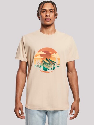F4NT4STIC Shirt 'Sonnenuntergang Berglandschaft' in Beige: voorkant