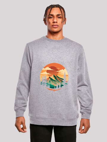 Pull-over 'Sonnenuntergang Berglandschaft' F4NT4STIC en gris : devant