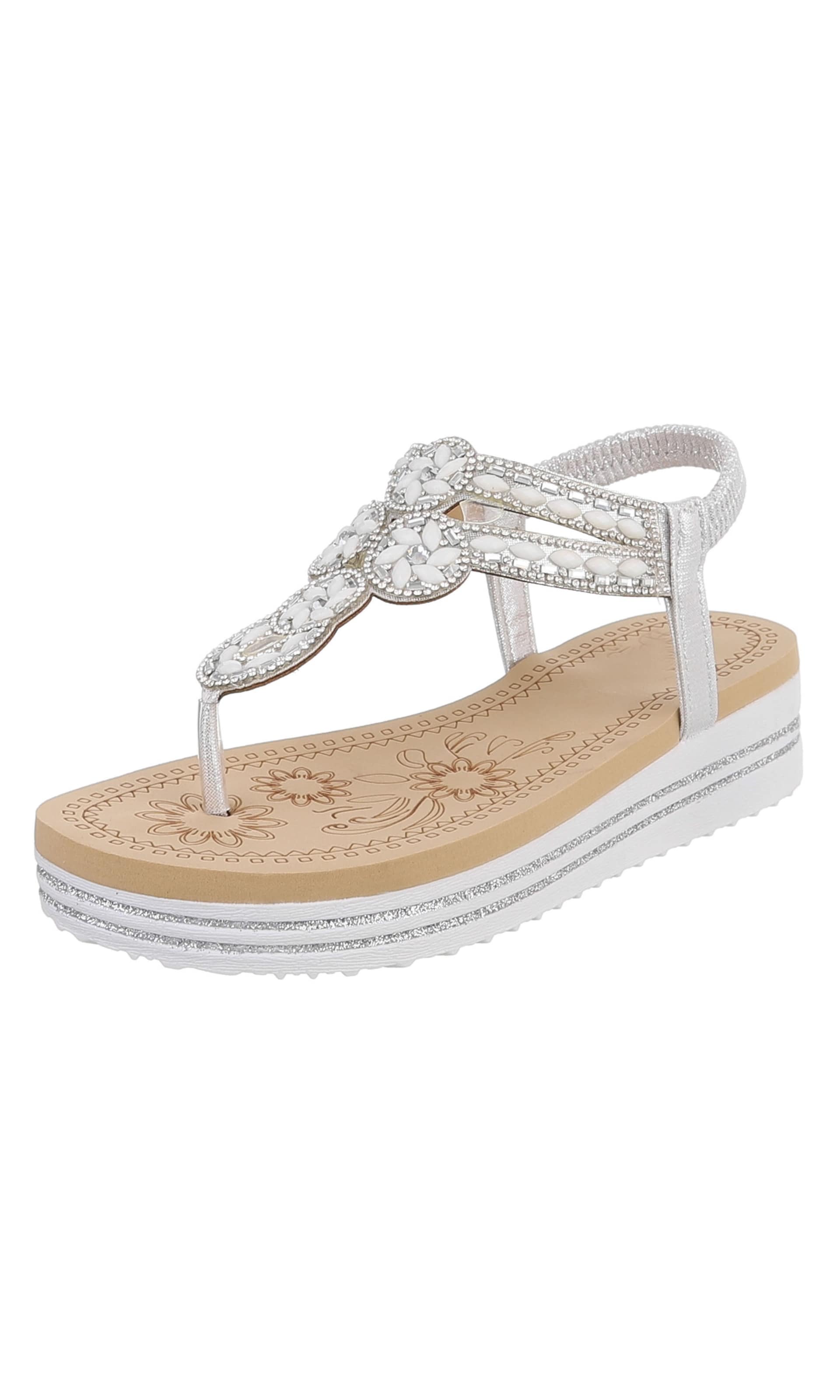 Ital-Design T-Bar Sandals in Silver: front