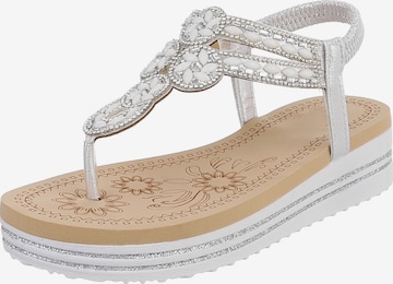 Ital-Design T-Bar Sandals in Silver: front