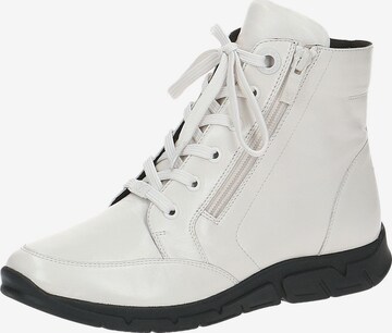 CAPRICE Lace-Up Ankle Boots in White: front