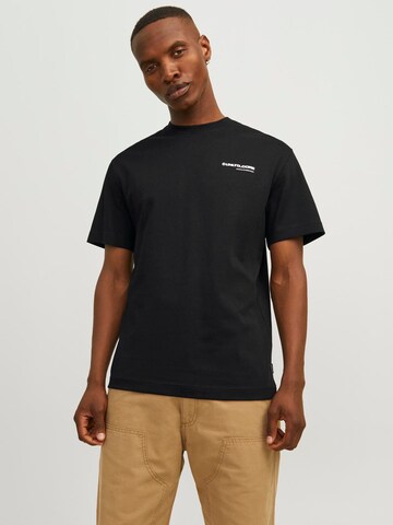 JACK & JONES Shirt 'JCOAERO PRINT TEE SS CREW NECK' in Black