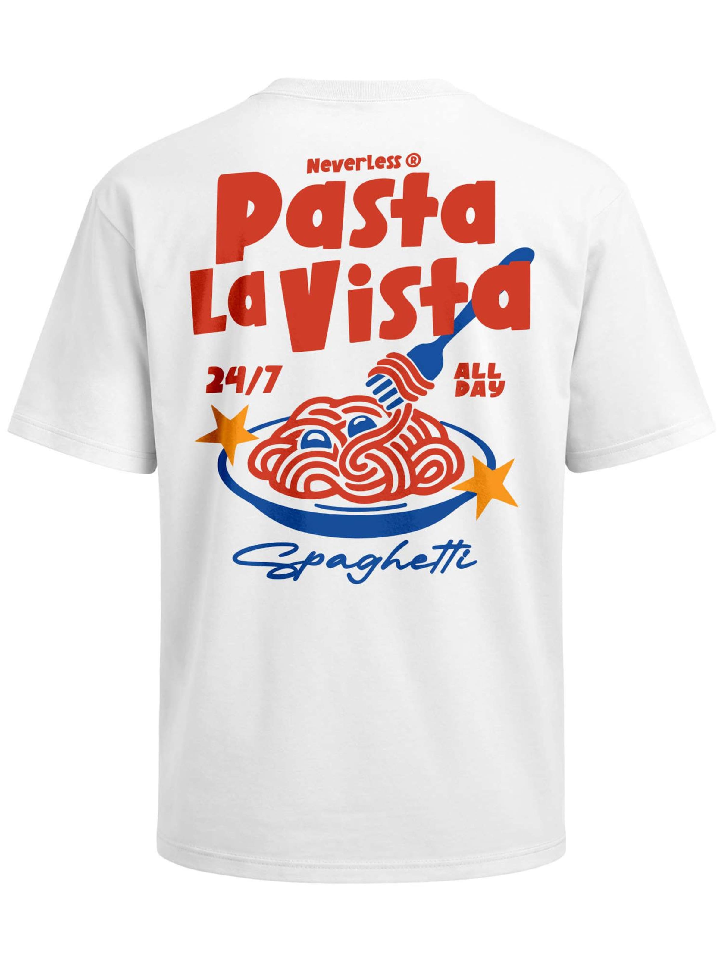 Neverless Shirt 'Pasta la Vista' in White: front