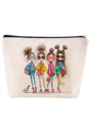 Tomshop24-7 Cosmetic Bag 'Stylische Mädchen' in Beige: front