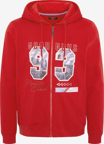 Oklahoma Jeans Zip-Up Hoodie in Red: front