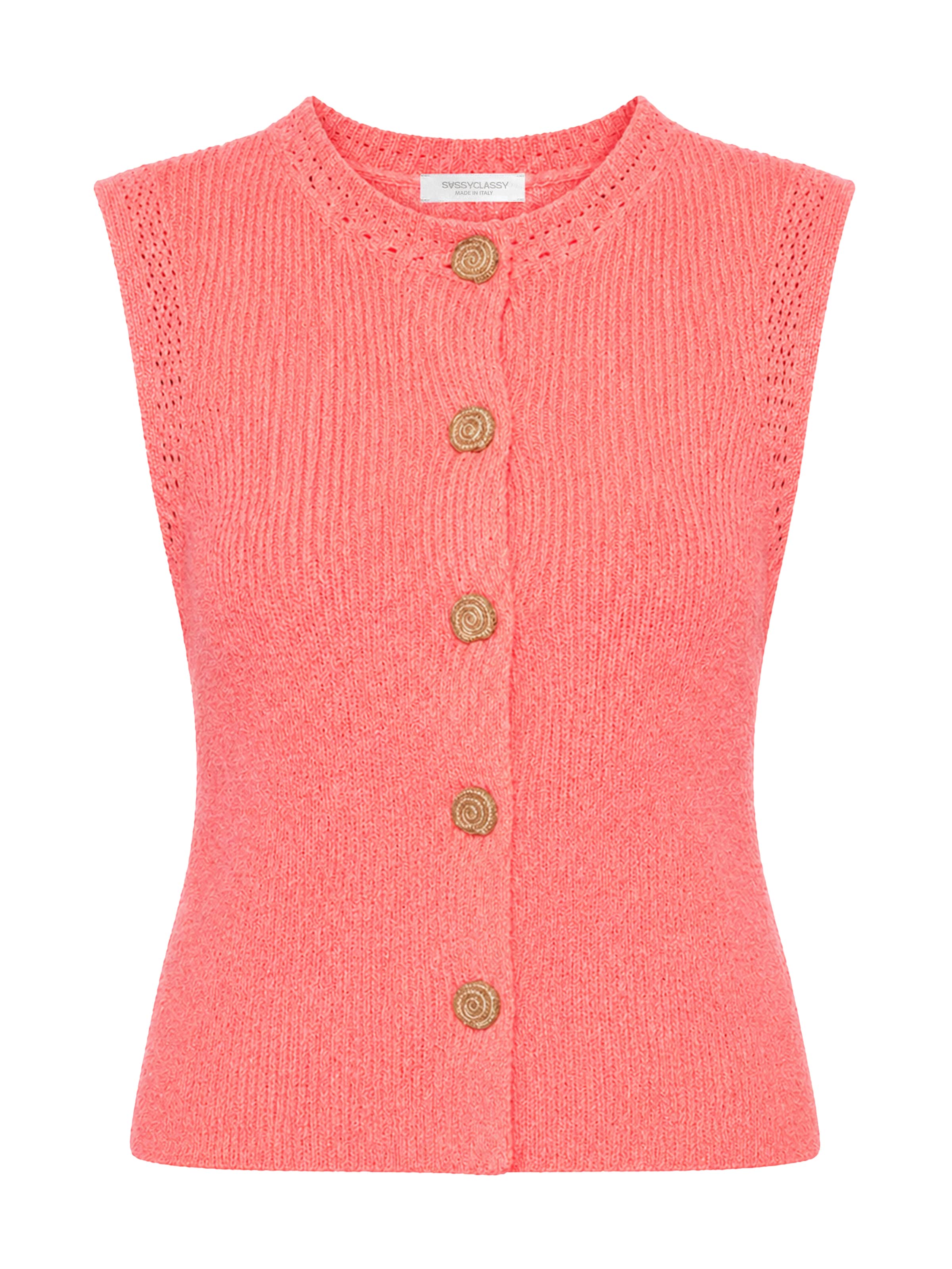 SASSYCLASSY Knitted Vest in Orange: front