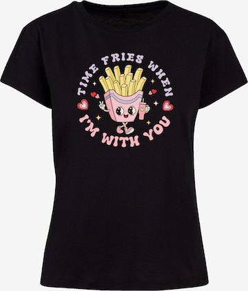 F4NT4STIC Shirt 'Time Fries when I am with you Valentinstag' in Zwart: voorkant