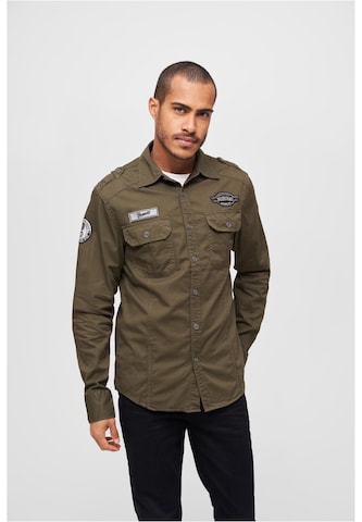 Brandit Regular fit Button Up Shirt 'Luis' in Green: front