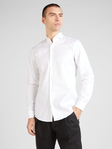 BOSS BlackSlim Fit Poslovna košulja ' H-Hank ' - bijela boja: prednji dio