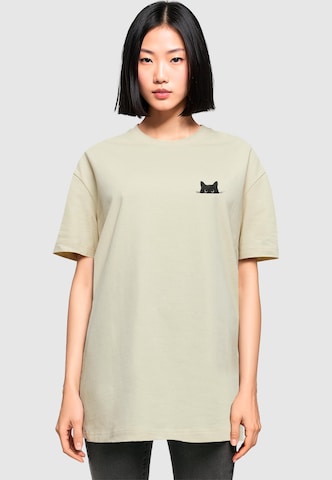 Merchcode T-Shirt 'Halloween - Cat' in Beige: Vorderseite