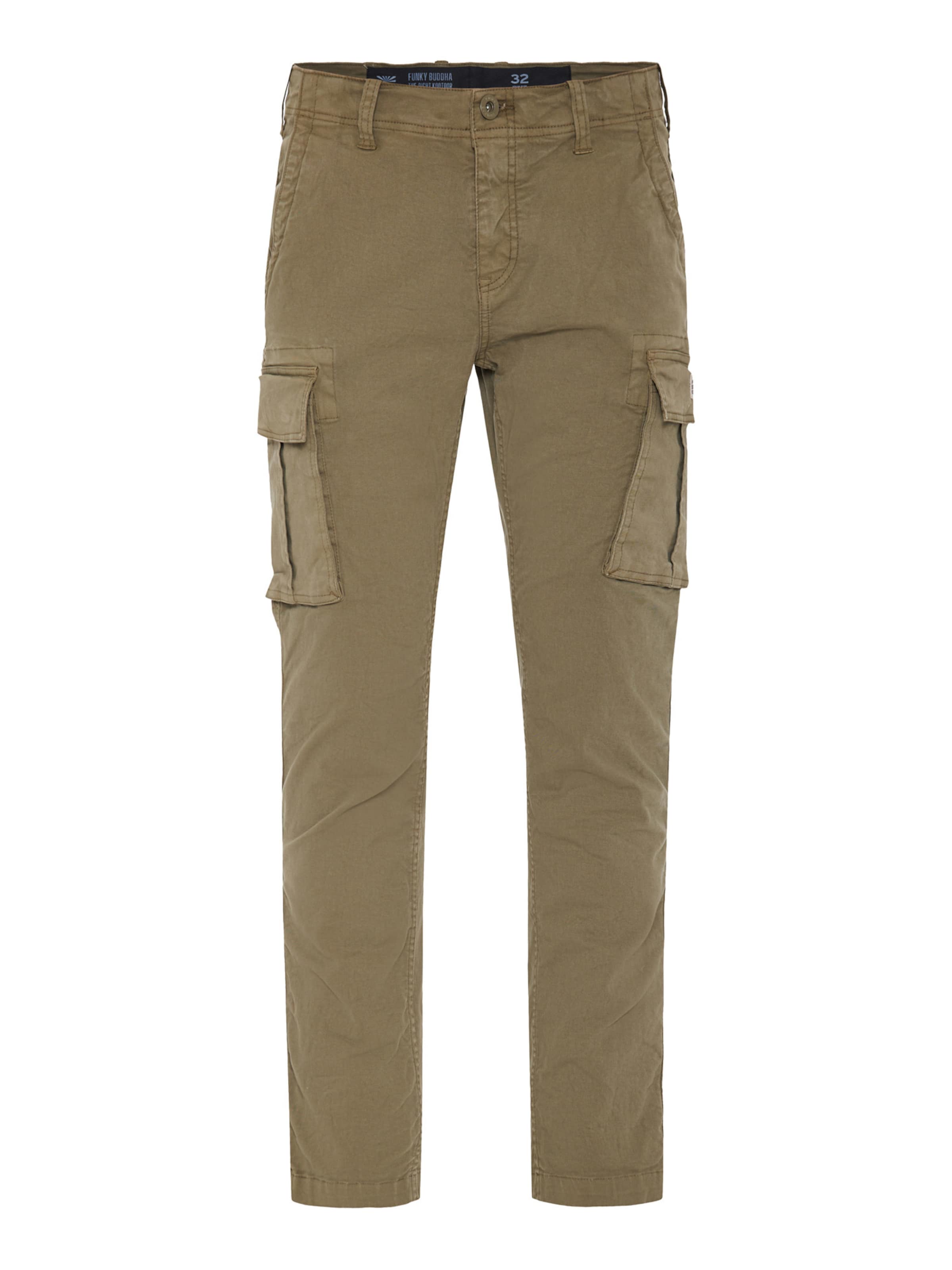 Funky Buddha Pantalon cargo en kaki, Vue avec produit