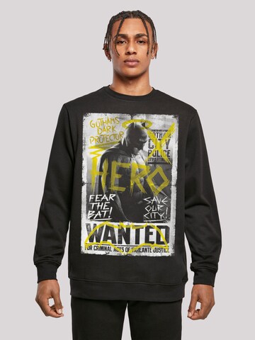 F4NT4STIC Sweatshirt 'Batman v Superman Wanted Poster' in Zwart: voorkant