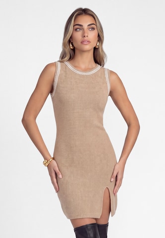 faina - Vestido de bainha em ouro