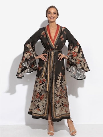 JIORO Strandkleid 'MIDNIGHT BUTTERFLIES' in Schwarz: Vorderseite