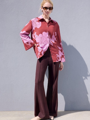 Touché Privé Blouse 'Patterned Satin Shirt' in Pink