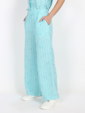 VICCI Germany Wide Leg Stoffhose  mit eingewebten Streifen in Blau