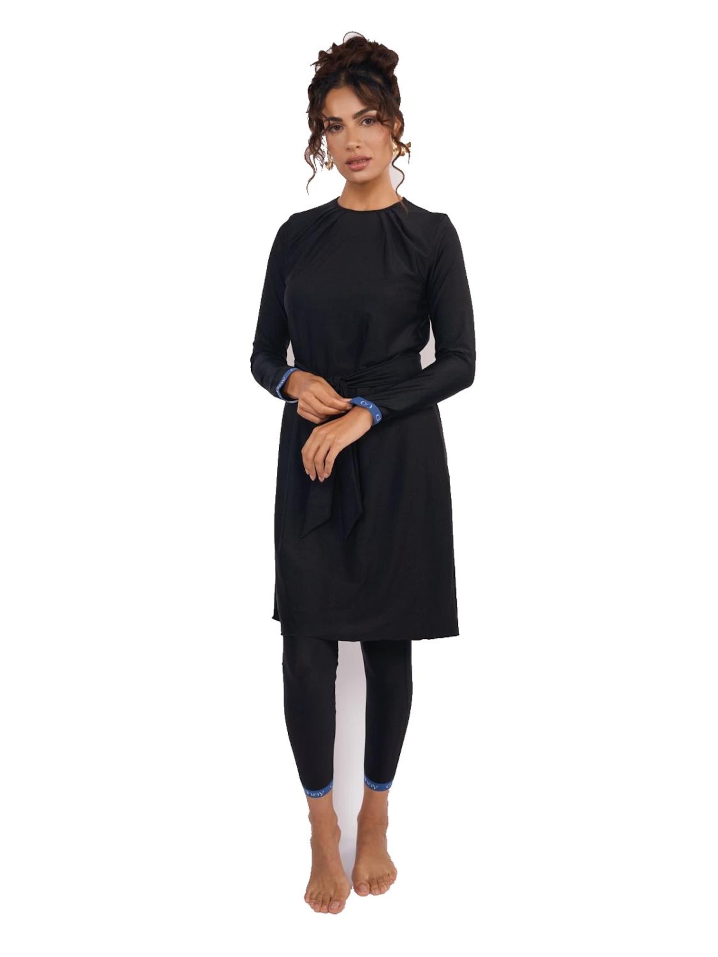 Chay High neck Swimsuit dress 'Chay Nis Elegance Black Burkini - Swimset' in Black: front