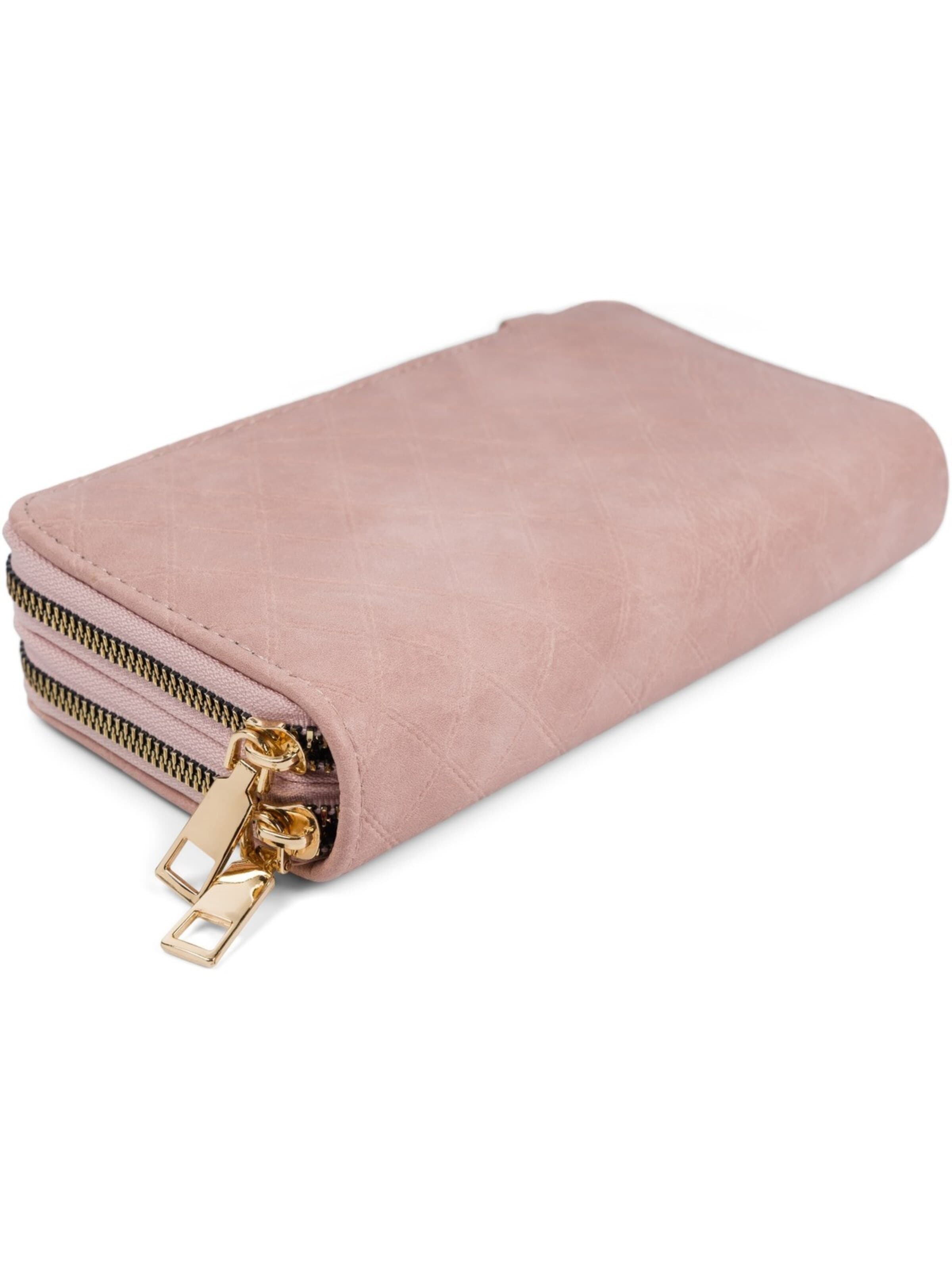 styleBREAKER Crossbody bag '2 in 1 Umhängetasche - Geldbörse Rauten' in Pink