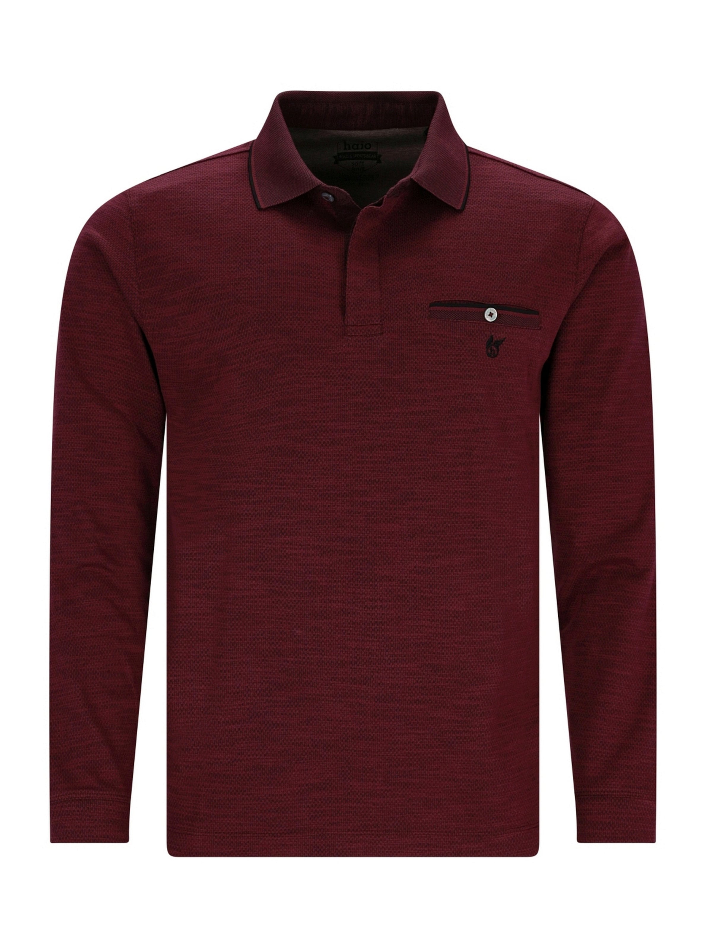 HAJO Shirt 'Softknit-Polo mit verdeckter Knopfleiste' in Red: front
