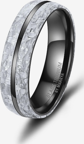 MARRYA Ring 'MARRYA Ehering BT-11 aus Black Titanium – „BLACK & WHITE“ Kollektion' in Wit: voorkant