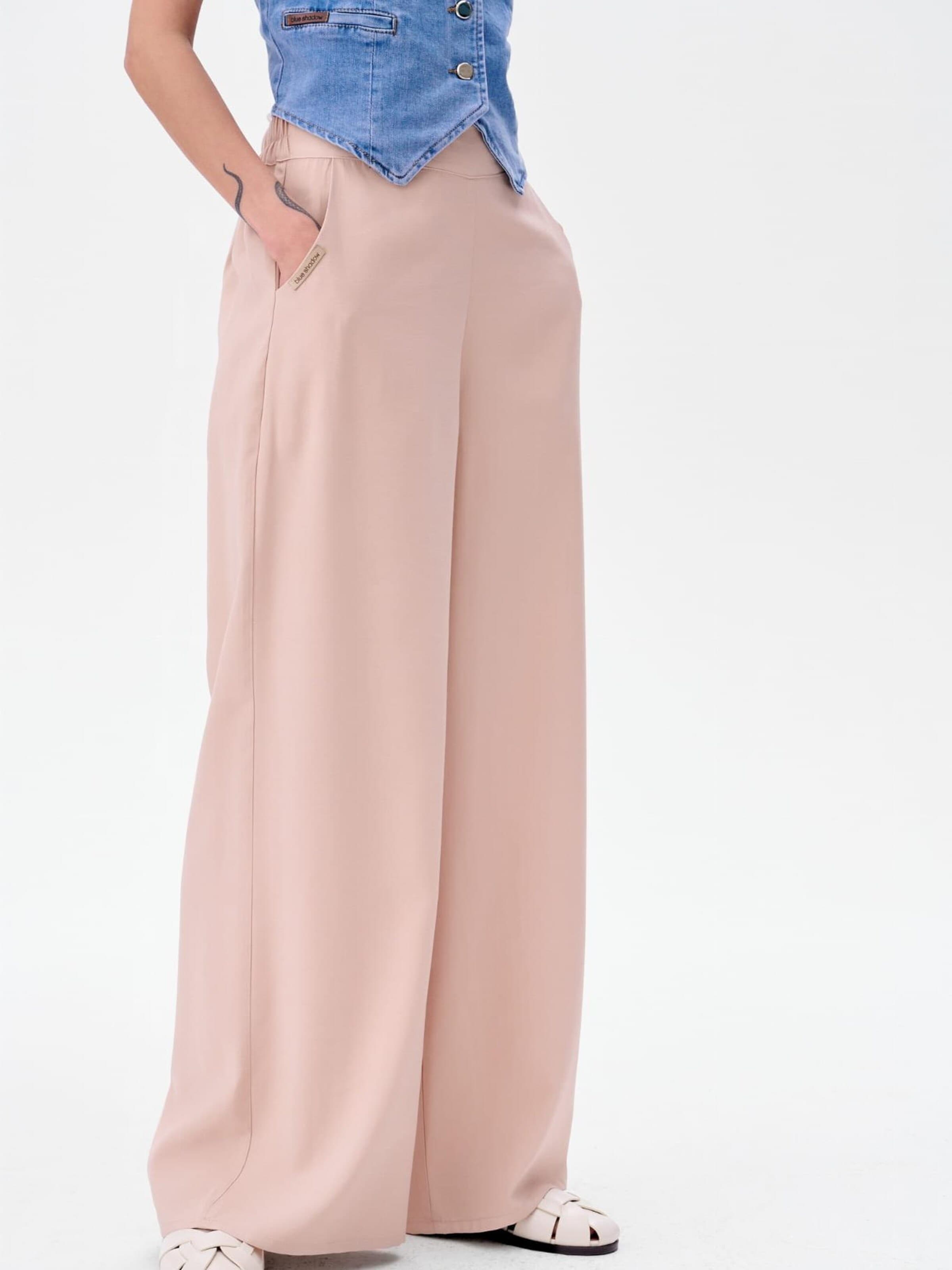 Blue Shadow Wide leg Pants in Beige