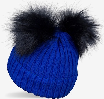 styleBREAKER Beanie 'Kinder Bommelmütze mit zwei Bommel' in Blue: front