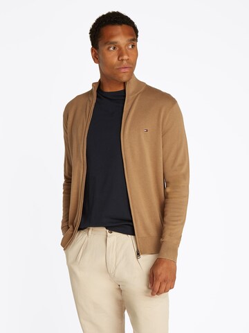TOMMY HILFIGER Knit cardigan 'Essential' in Green: front