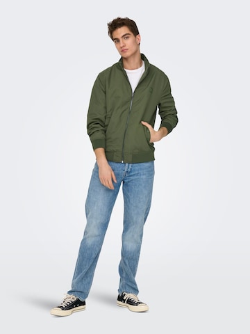 Only & Sons Between-season jacket 'GERRY HARRINGTON' in Green