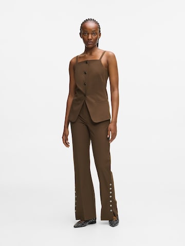 Wide leg Pantaloni cu dungă de la Karl Lagerfeld pe maro: față