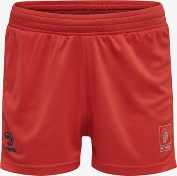 Hummel Regular Workout Pants in Red: front