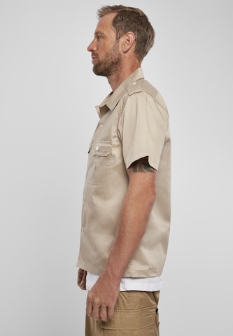 Brandit Comfort fit Button Up Shirt in Beige