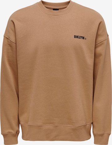Only & Sons Sweatshirt 'Toby' in Brown: front
