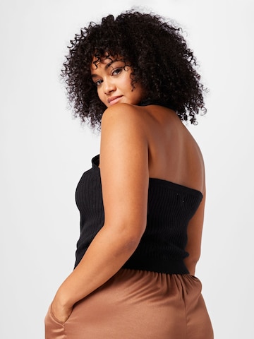 Cotton On Curve - Top de malha 'POINTELLE' em preto