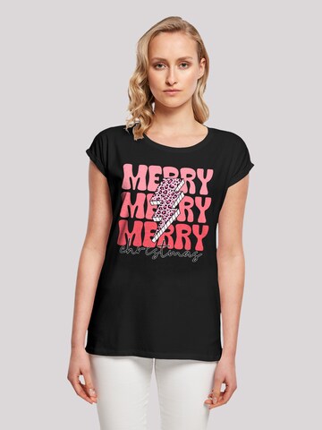 T-shirt 'Merry Christmas' F4NT4STIC en noir : devant