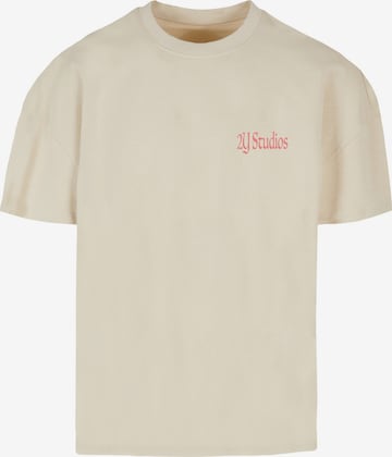 T-Shirt 'Peace Love Mercy' 2Y Studios en beige : devant