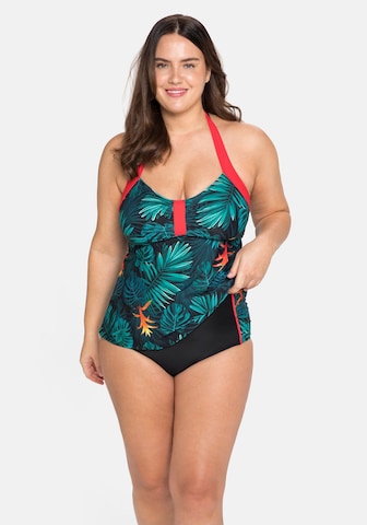 SHEEGO - Top de tankini em preto: frente