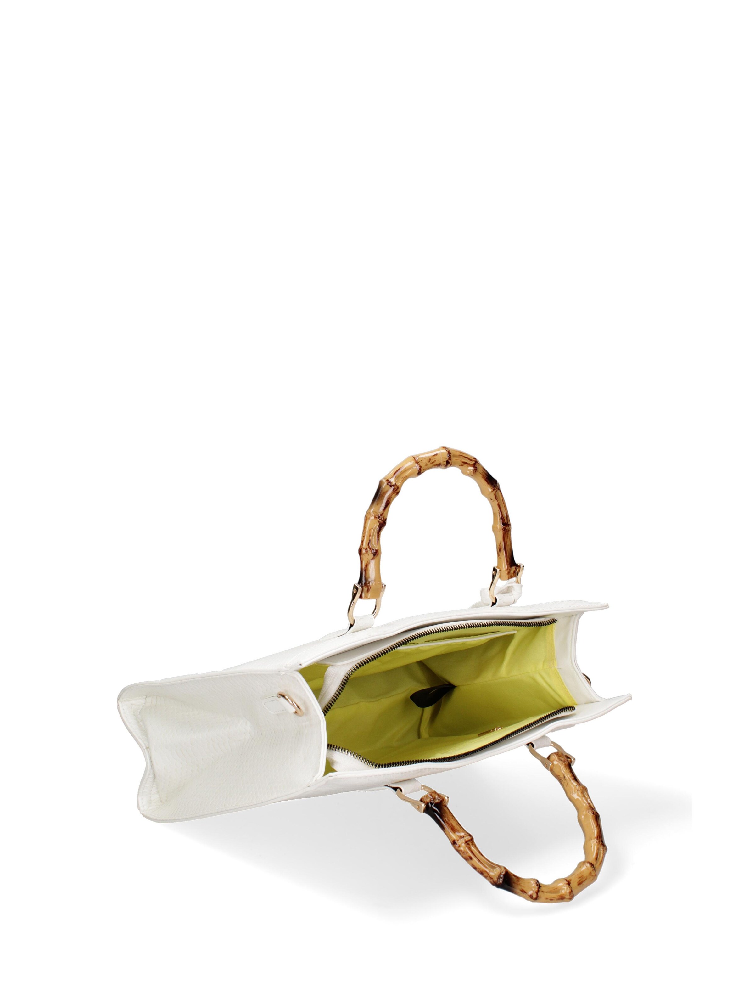 Borsa a spalla 'Borsa a Spalla Donna Ecopelle Vegana con Manico Bambù' di Diana&Co. in bianco