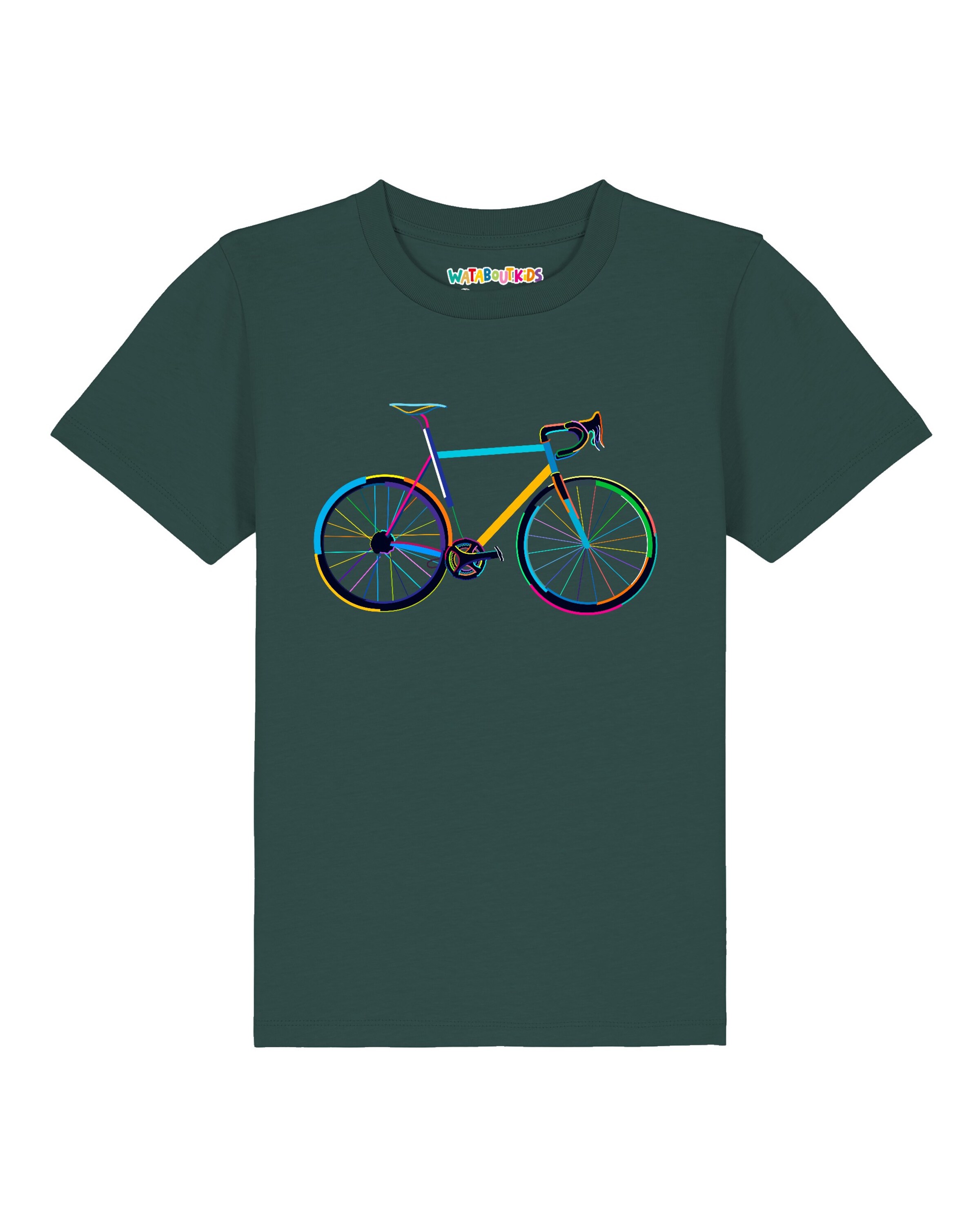 Maglietta 'Fahrrad by night' di watabout.kids in verde: frontale