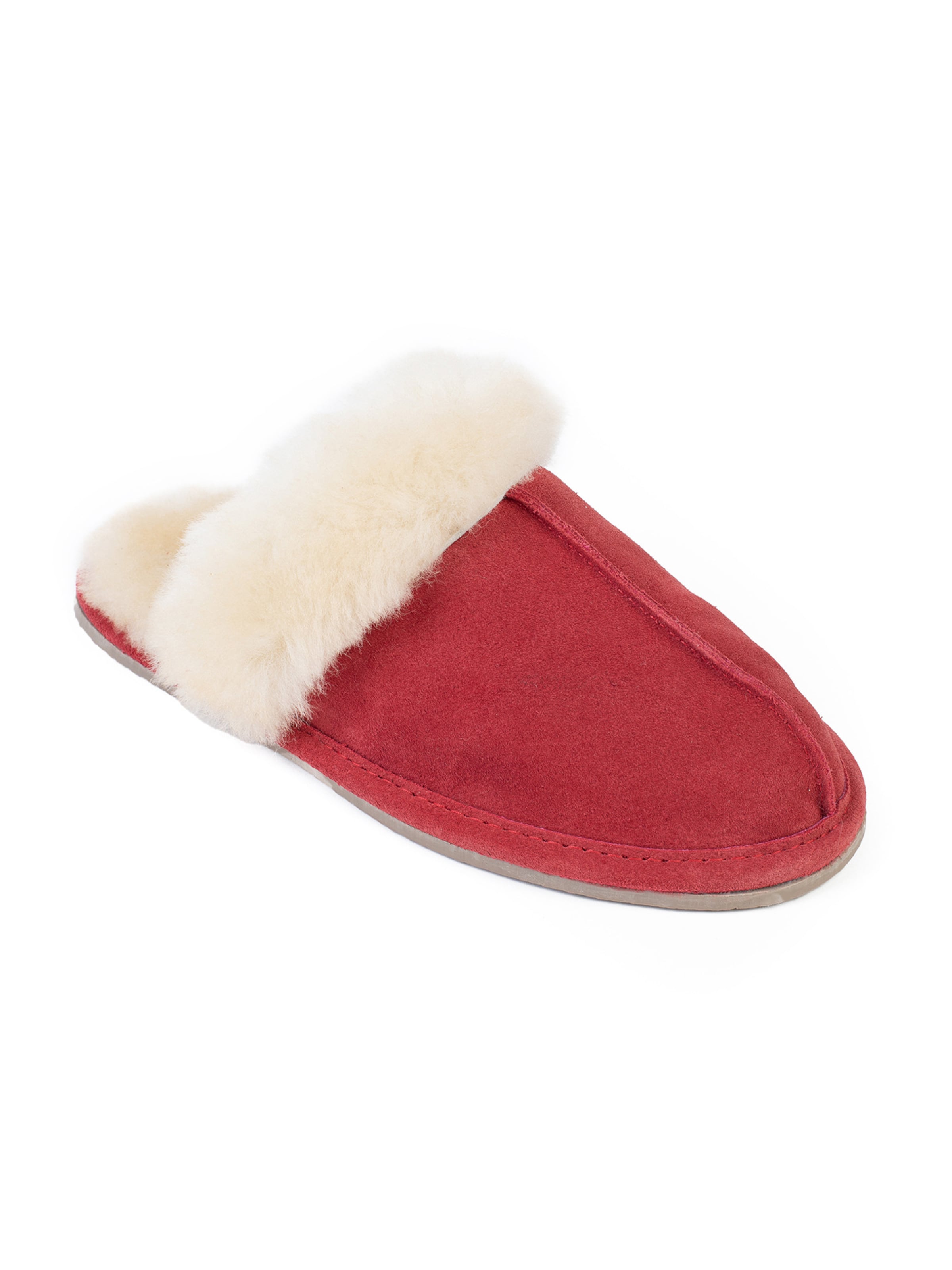 Minnetonka - Pantufa 'Sheepskin Slide' em vermelho