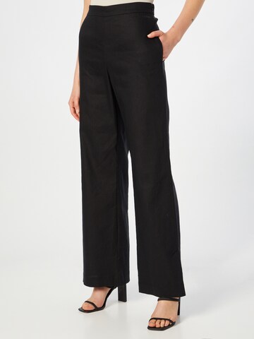 Calvin Klein Широки крачоли Панталон в черно: отпред