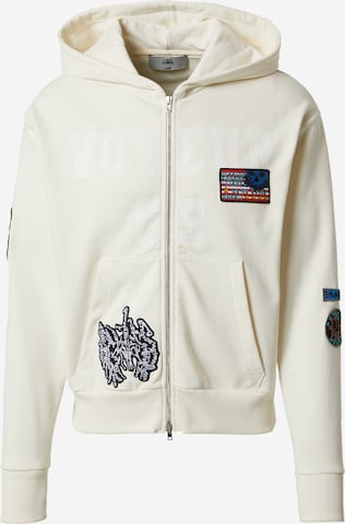 Luka Sabbat for ABOUT YOU Zip-Up Hoodie 'Kai' in White: front