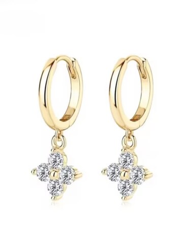 ROUGEMONT Jewellery Ohrringe 'Kleeblatt Moissanit Creolen Ohrringe mit Echtheitszertifikat'‌‌‌‌‌‌‌‌‌ in Gold: Vorderseite