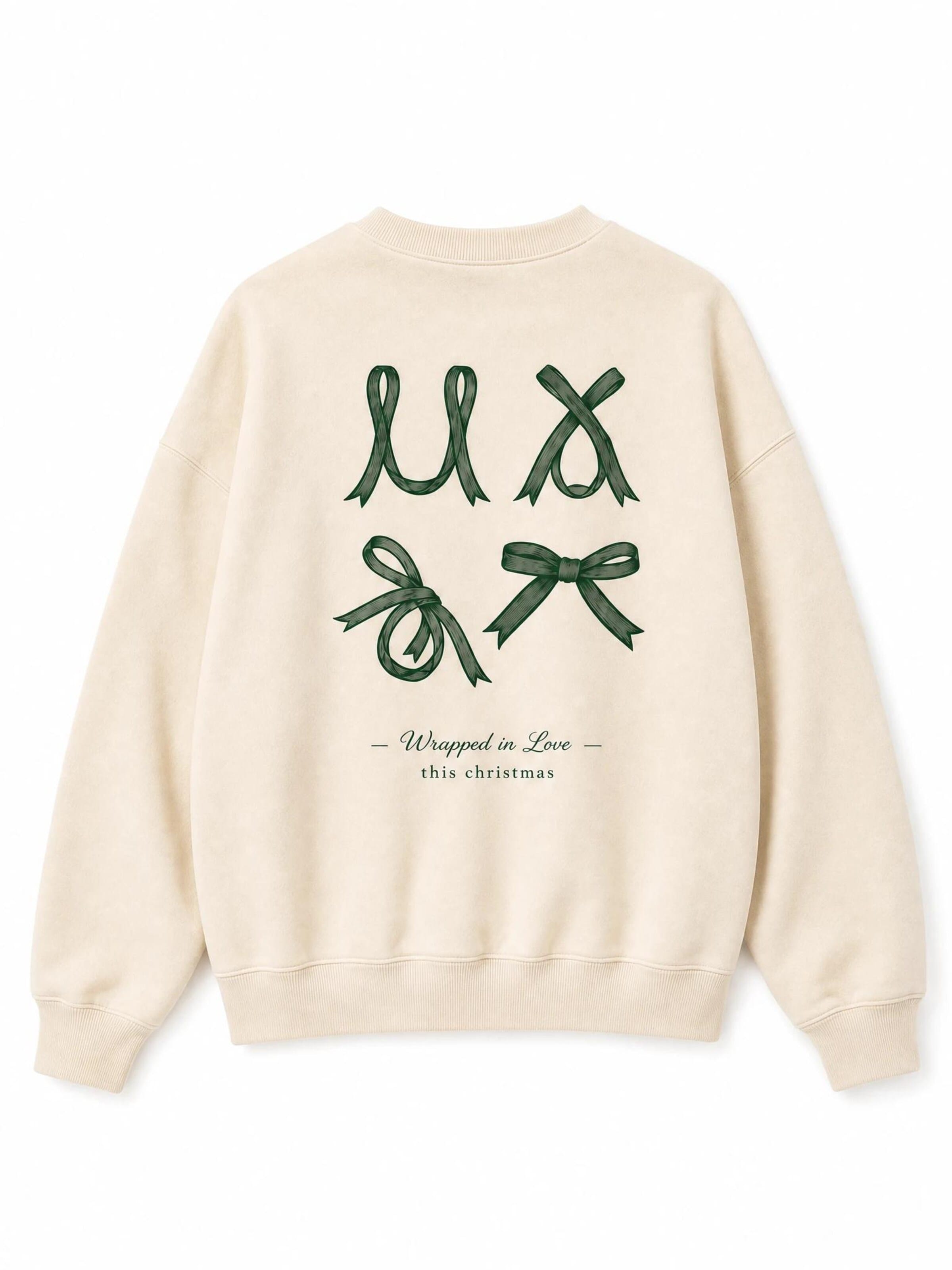 La Label Beige Oversized Sweater 'Schleifen Christmas Sweater' in Beige: front