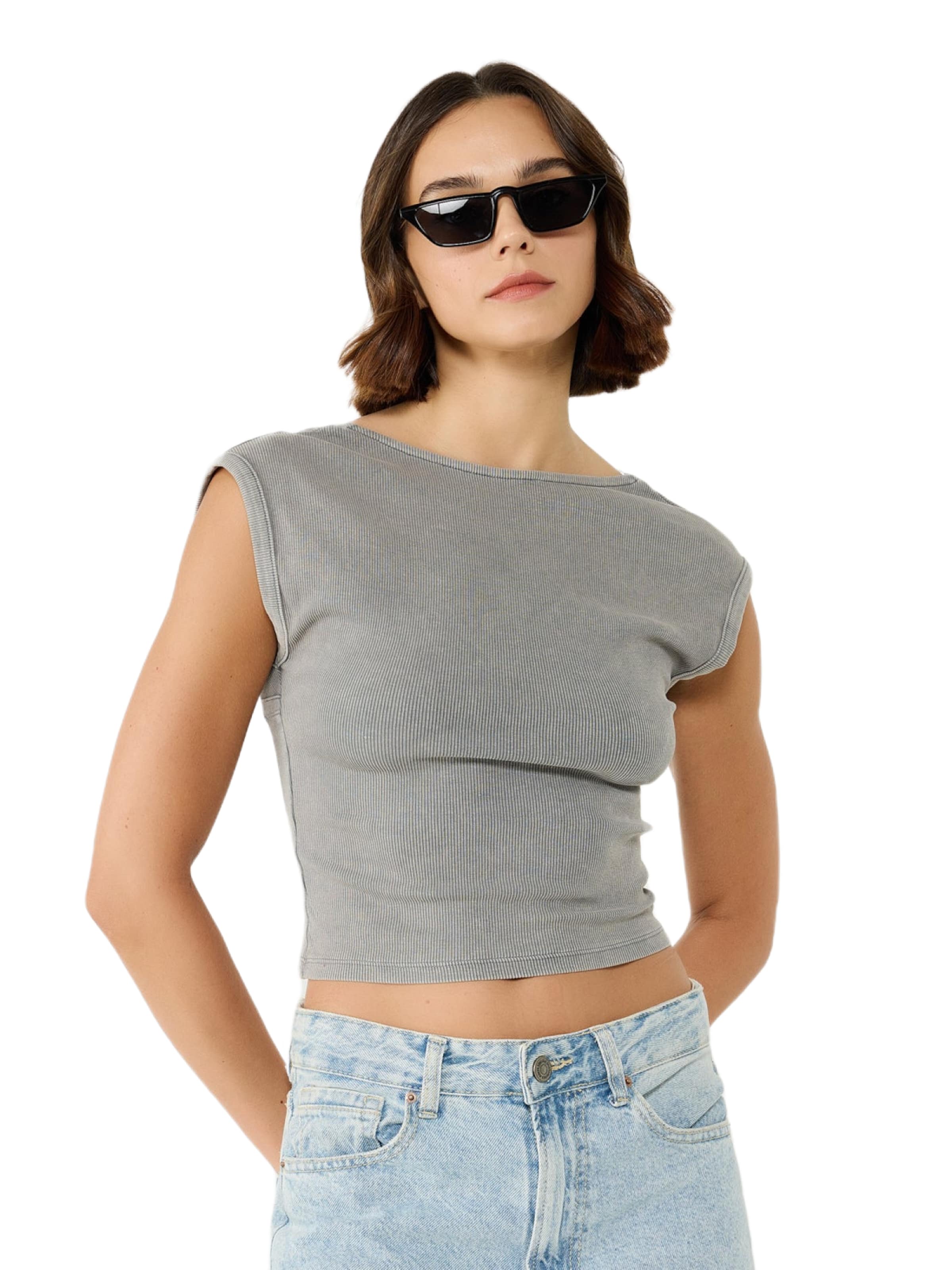 No Matter What Top in Grey