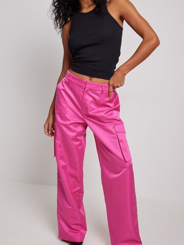 ASOS DESIGN satin pants with pleat detail in hot pink